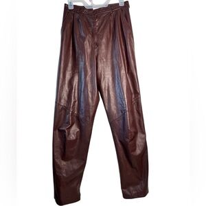 Vintage Erez‎ Women’s Brown 100% Leather High Waist Pants Size 10 Y2K 90s